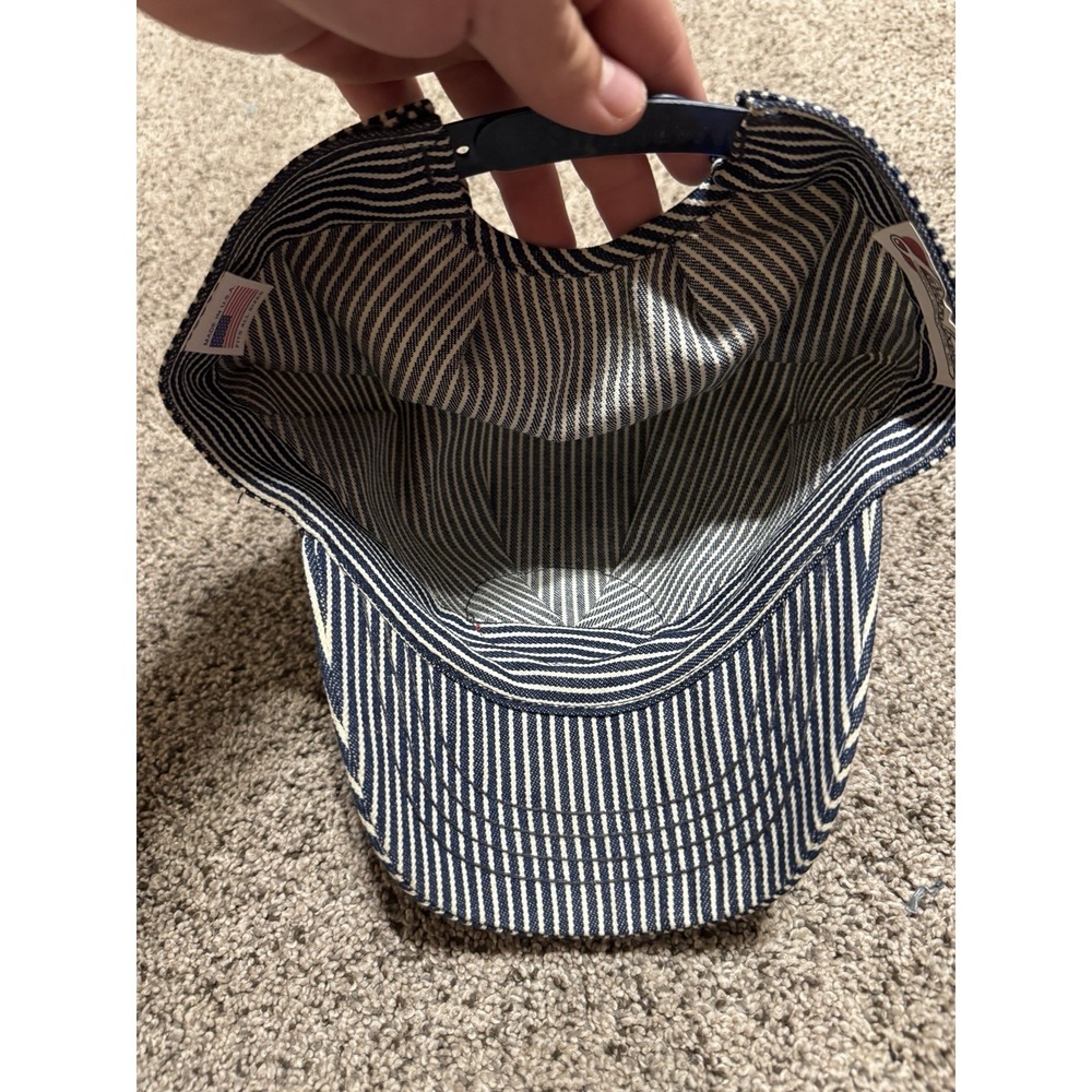 VTG 80s Box Car Willie Branson MO Train Conductor Snapback Hat Striped CLEAN - Picture 3 of 5